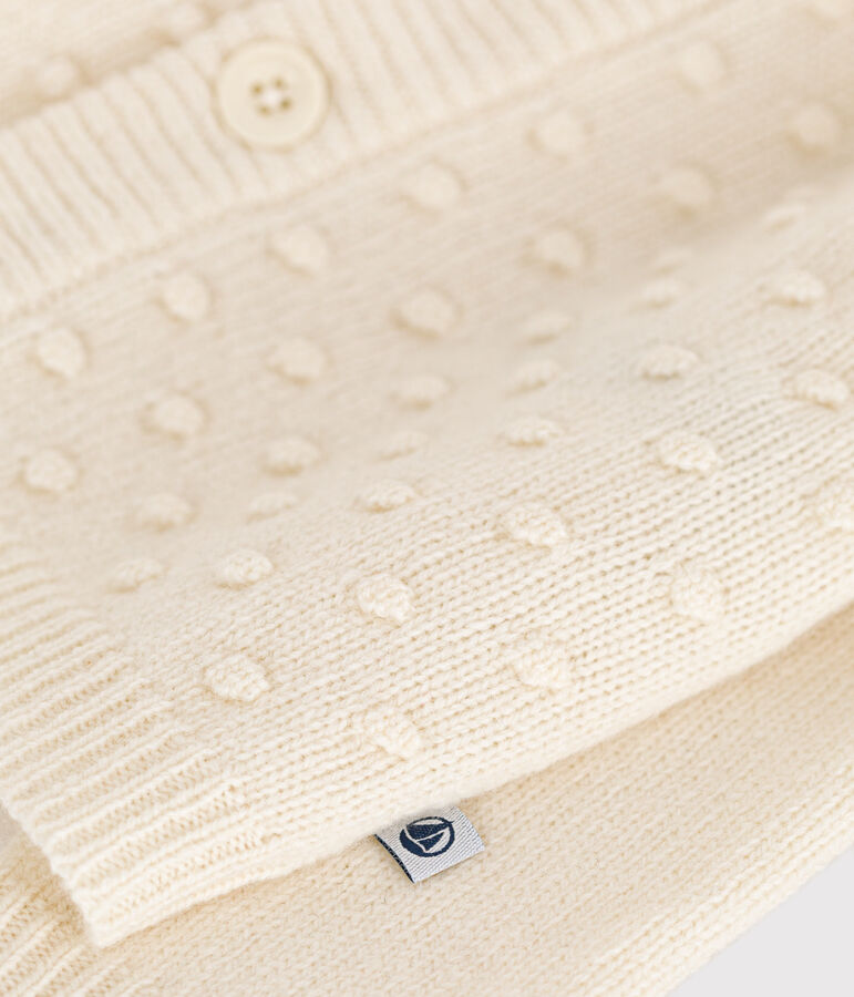 Cardigan in tricot di lana e nylon riciclato beb&egrave; ecru