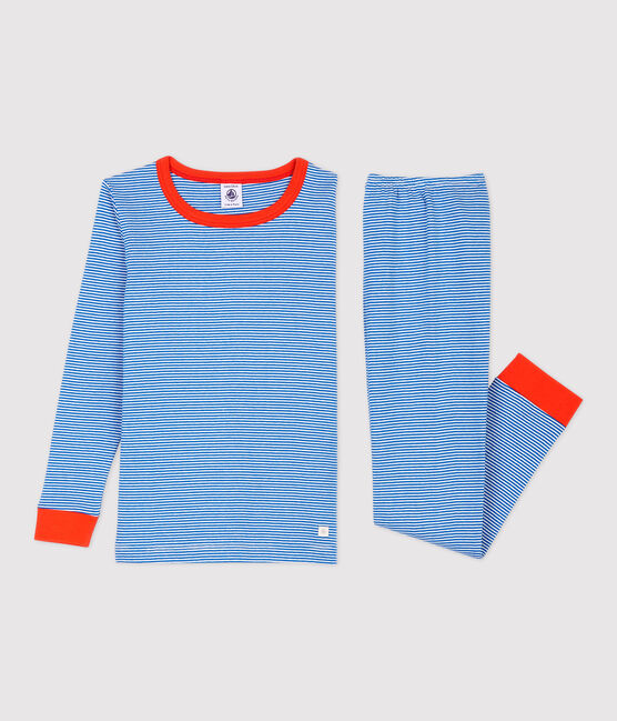 Pigiama bambino snugfit millerighe blu RUISSEAU/bianco MARSHMALLOW