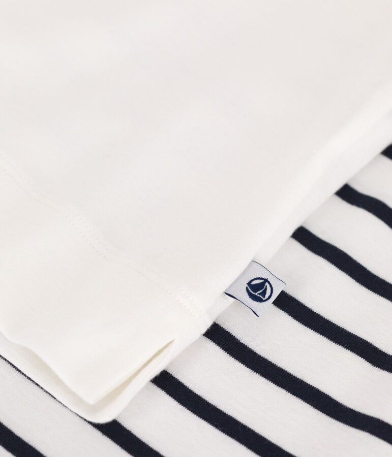 Pigiama corto in cotone con stampa a cuori donna bianco/blu