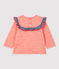 Blusa in lana e cotone bebè arancione OURSIN/bianco MARSHMALLOW