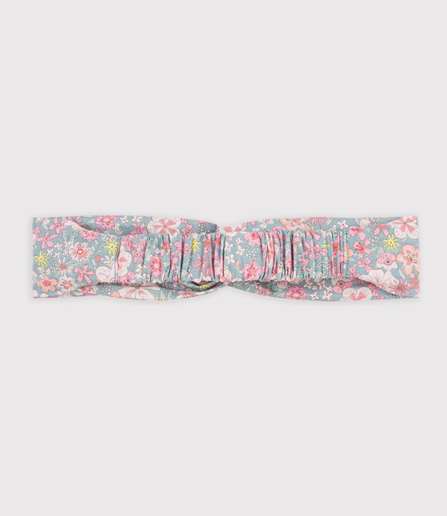 Fascia in popeline con stampa a fiori bambina blu/multicolore