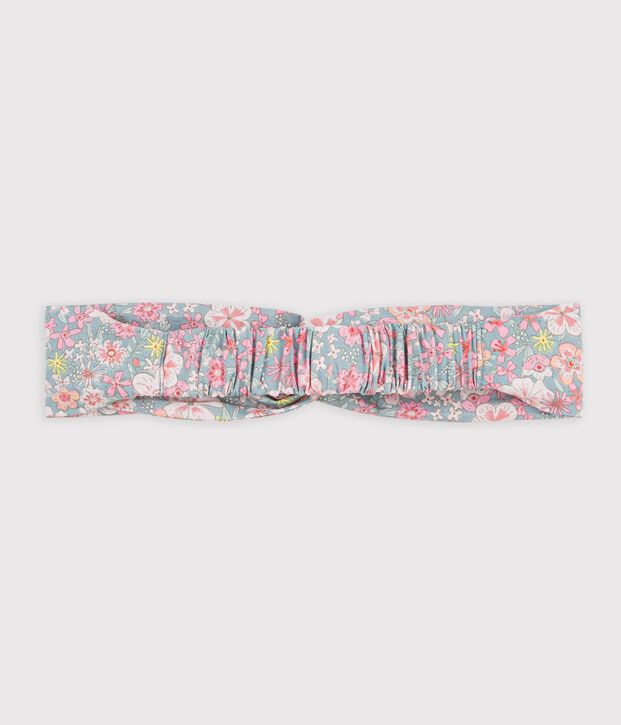 Fascia in popeline con stampa a fiori bambina blu/multicolore