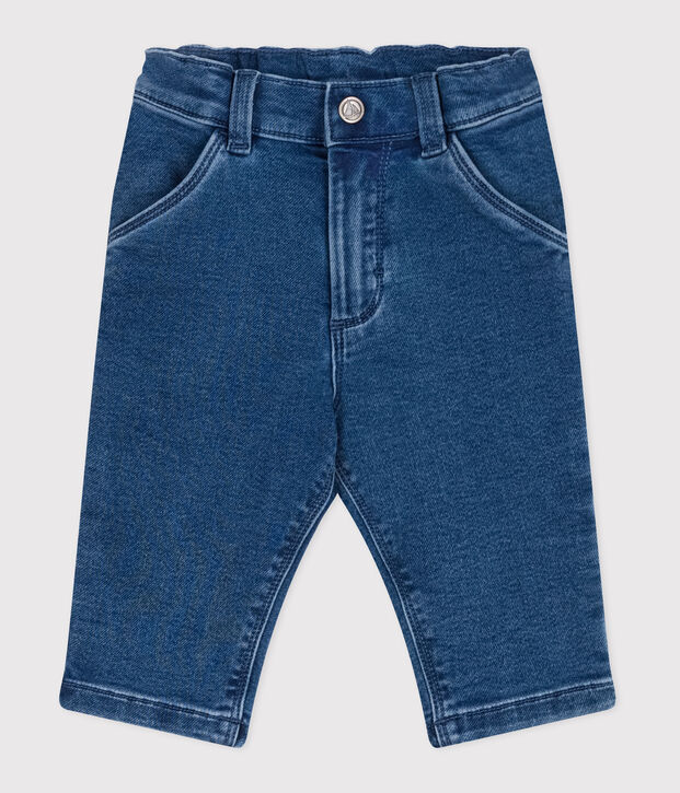 Pantaloni in denim ed elastan neonato blu