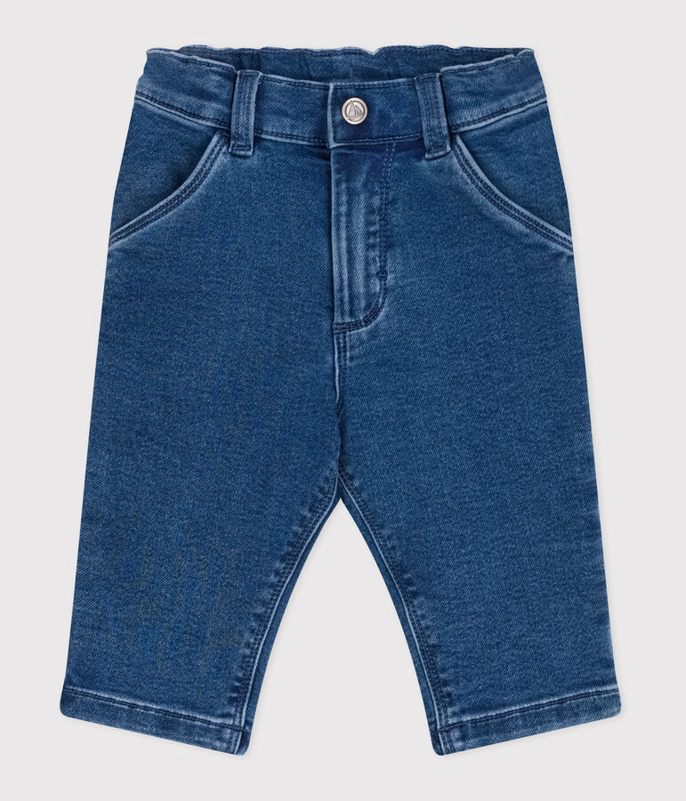 Pantaloni in denim ed elastan neonato blu