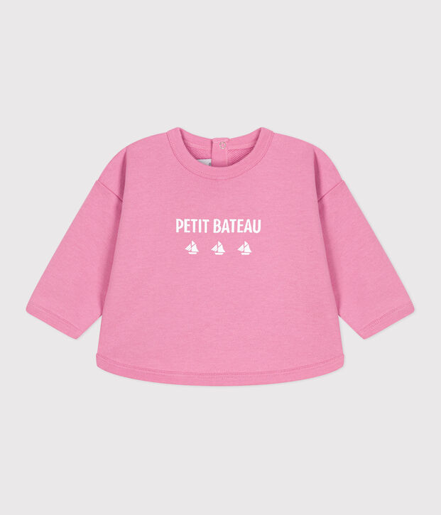 Felpa in cotone con motivo vintage Petit Bateau neonata rosa