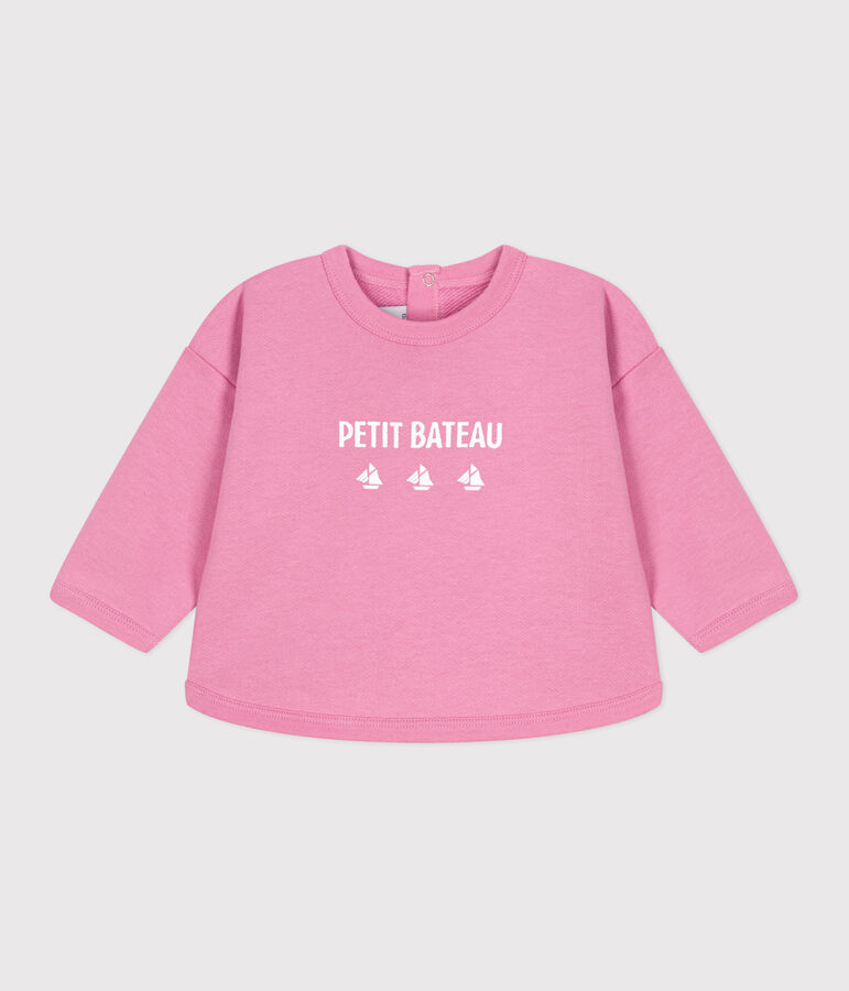 Felpa in cotone con motivo vintage Petit Bateau neonata rosa