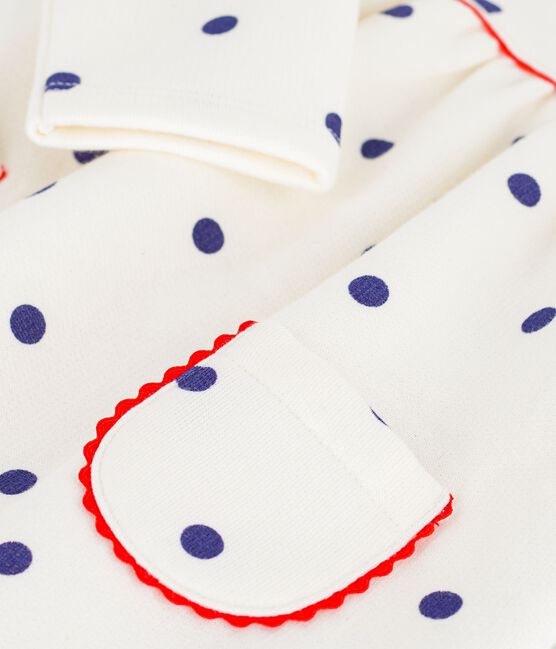 Abito a maniche lunghe in cotone con stampa a pois neonata blu MILK/ SOIR