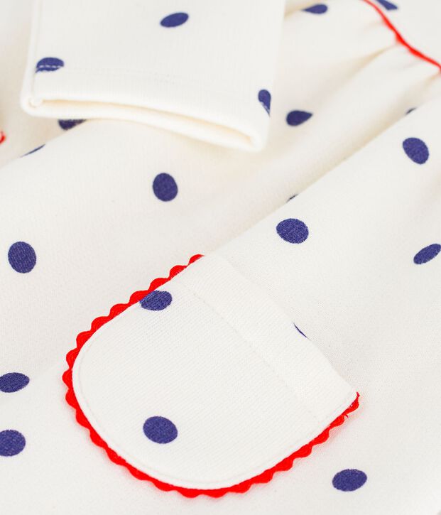 Abito a maniche lunghe in cotone con stampa a pois neonata blu/blu