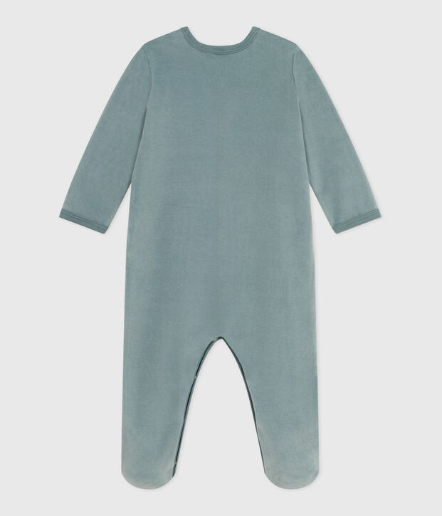 Pigiama in ciniglia tinta unita neonato blu