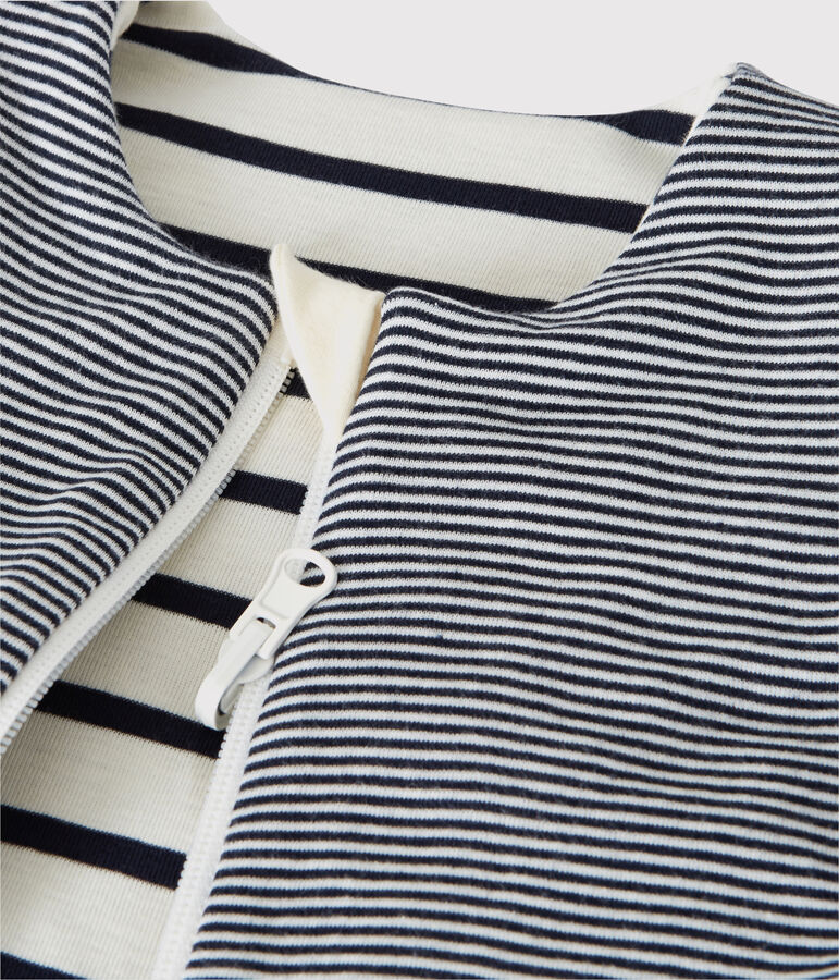 Sacco nanna a righe reversibile beb&egrave; a costine beige COQUILLE/blu ABYSSE