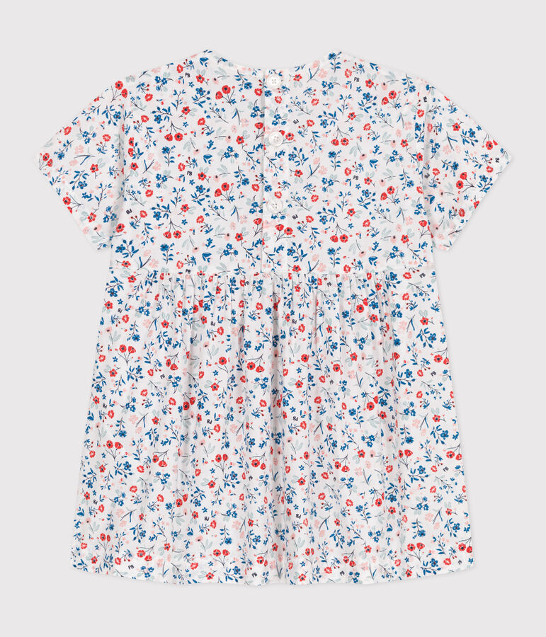 Abito a maniche corte in cotone con stampa a fiori neonata bianco MARSHMALLOW/bianco MULTICO