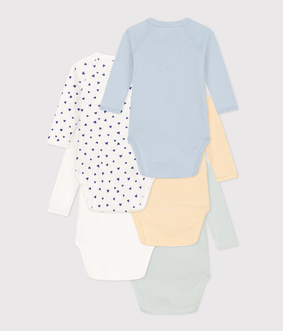 CONFEZIONE DA 5 BODY A MANICHE LUNGHE IN COTONE PER NEONATI variante 1
