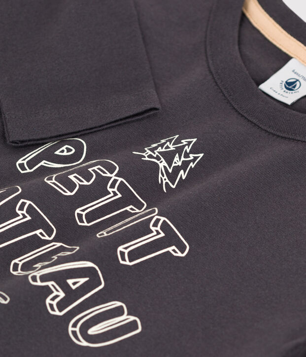 T-shirt bambino a maniche lunghe in cotone grigio