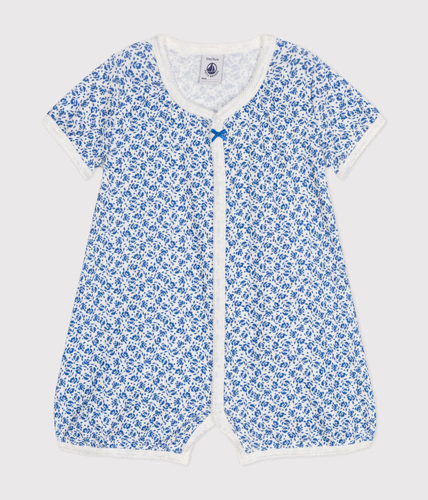 Tutina corta beb&egrave; in cotone blu/blu