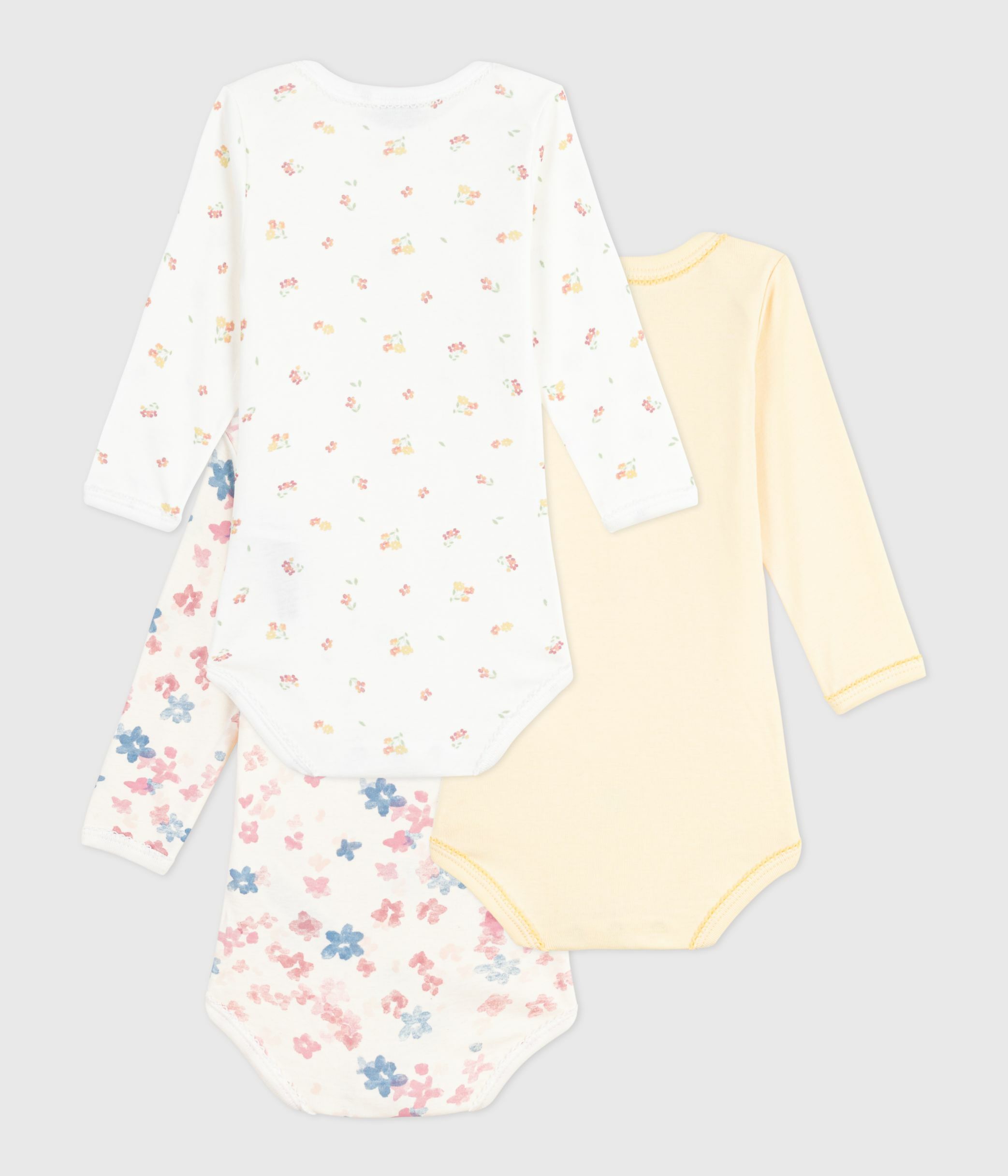 Set di body a maniche lunghe in cotone con stampa a fiori neonato multicolore