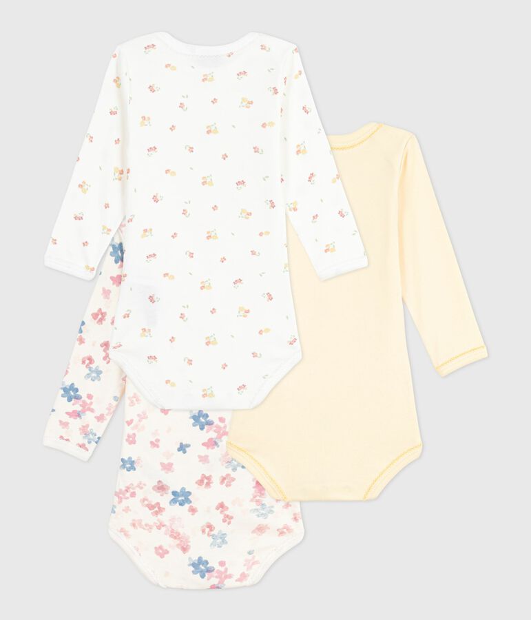 Set di body a maniche lunghe in cotone con stampa a fiori neonato multicolore