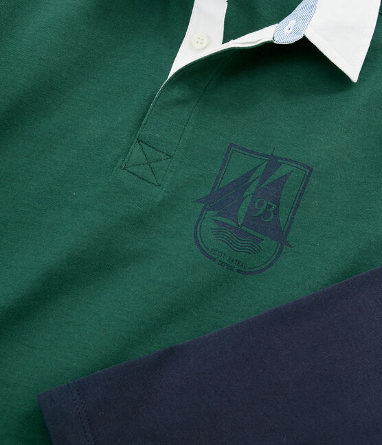 Polo rugby bambino verde SOUSBOIS/blu SMOKING