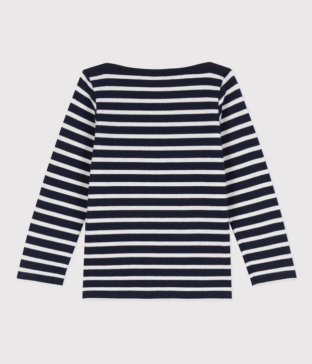 Marini&egrave;re iconica bambina in cotone blu/grigio