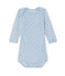 Body bebè bambino maniche lunghe lana e cotone blu FRAICHEUR/grigio TEMPETE