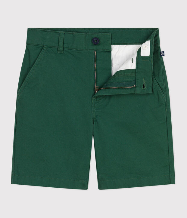 Bermuda corti in serge di cotone tinta unita bambino verde