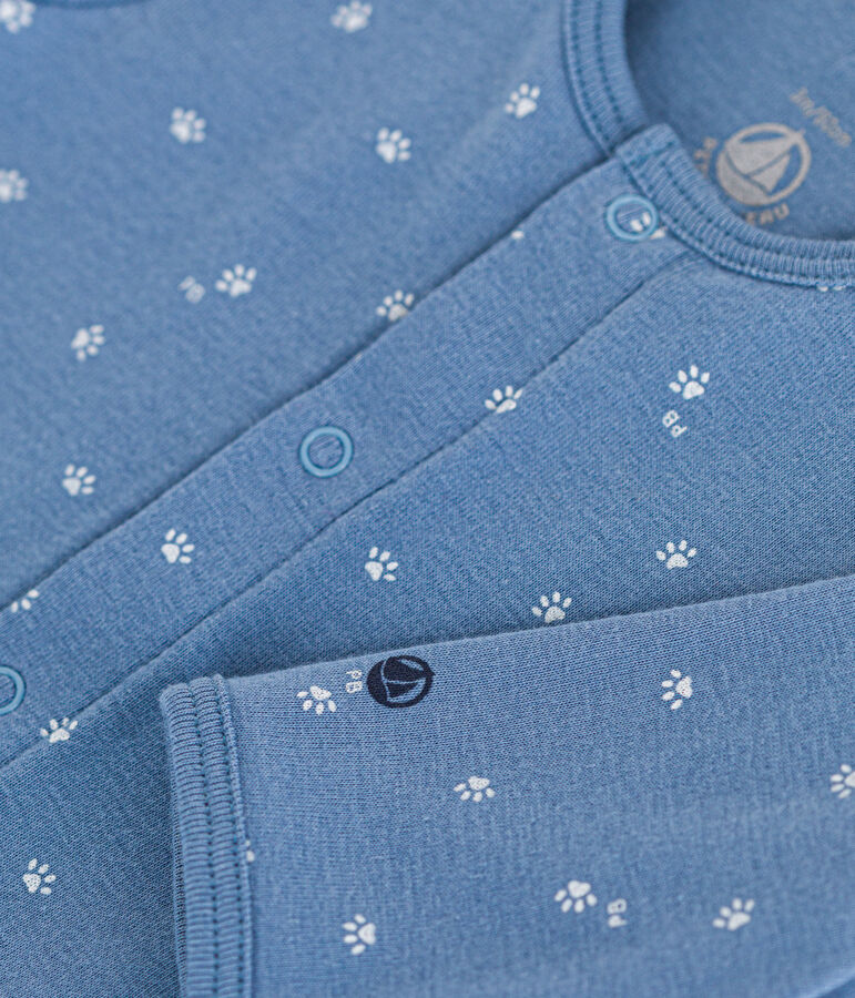 Bodyjama senza piedi in cotone blu BEACH/ MARSHMALLOW