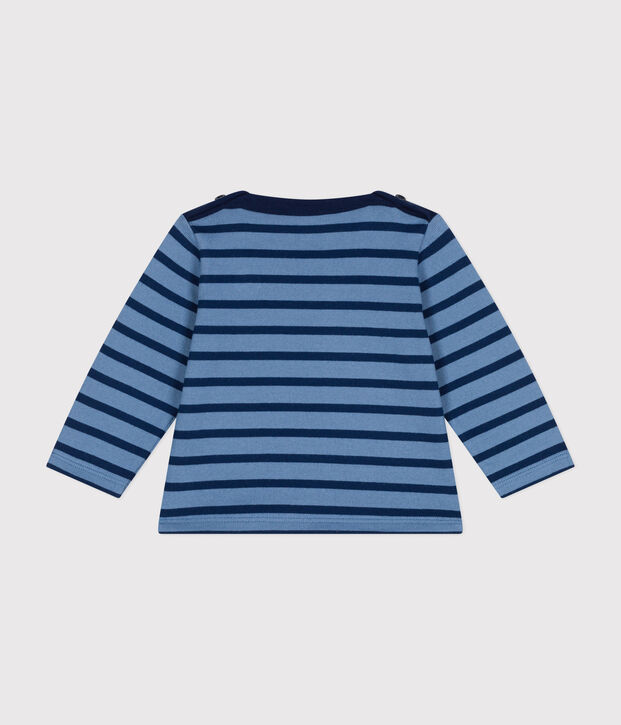 Maglia a righe in cotone spesso neonato blu/blu