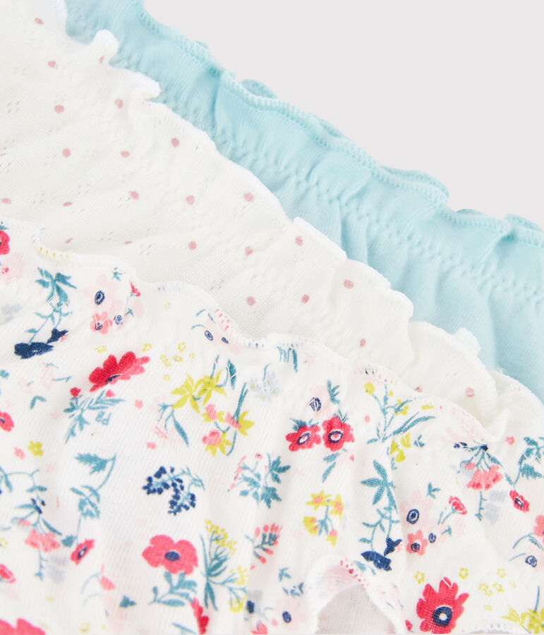 Confezione da 3 slip con volant fantasia fiori da bambina multicolore