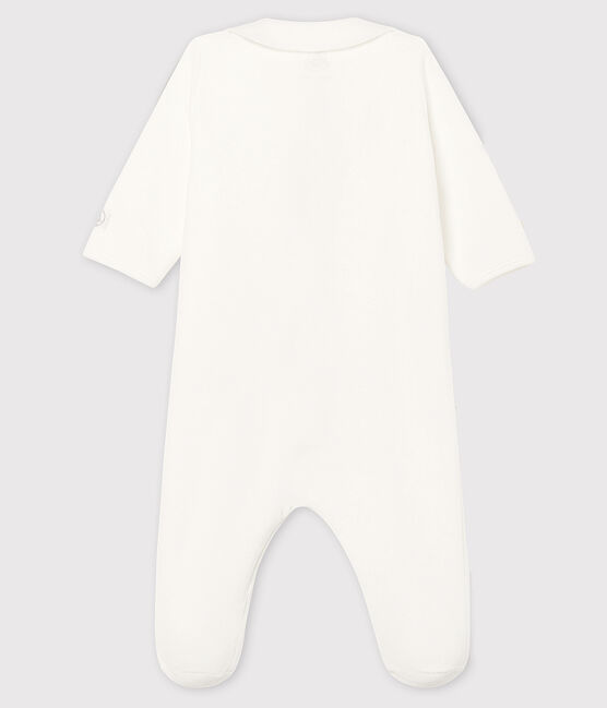 Tutina bebè in velluto di cotone biologico bianco MARSHMALLOW