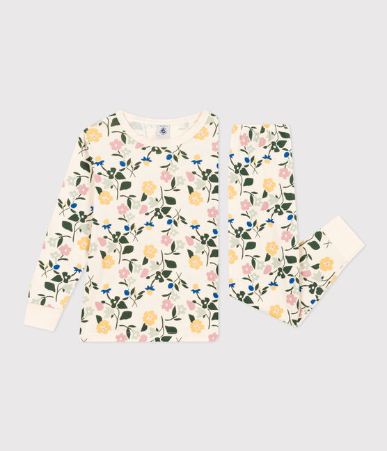 Pigiama bambino fantasia fiori in cotone bianco AVALANCHE/ MULTICO