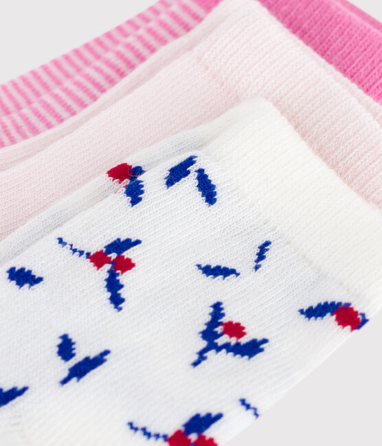 3 paia di calzini in cotone con stampa a fiori neonata variante 1