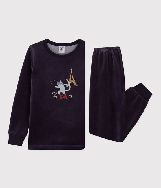 Pigiama Parigi bambino unisex in ciniglia blu SMOKING