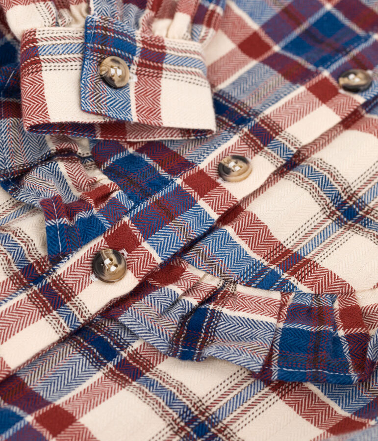 Blusa a quadri in flanella bambina ecru/multicolore