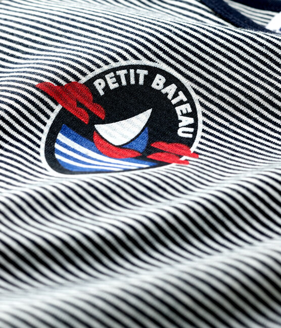 T-shirt maniche corte in cotone bebè maschio blu SMOKING/bianco MARSHMALLOW