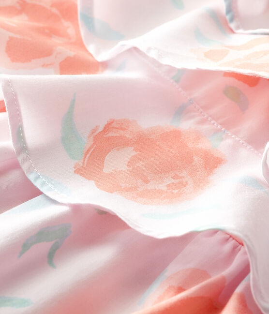 Abito in cotone fantasia bebè femmina rosa VIENNE/bianco MULTICO