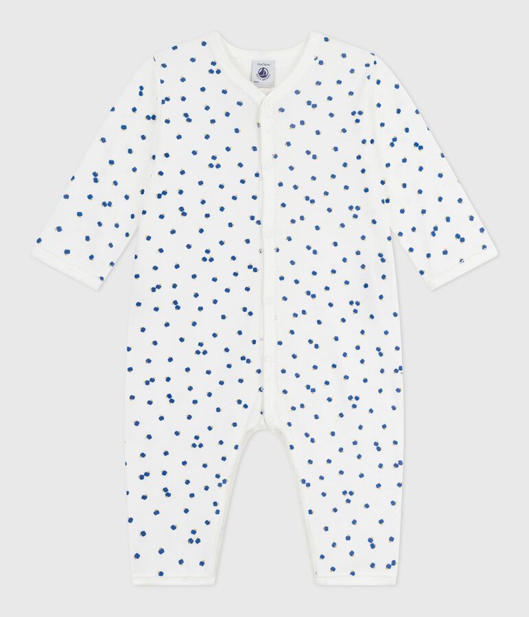 Pigiama senza piedini in cotone stampato neonato bianco/multicolore