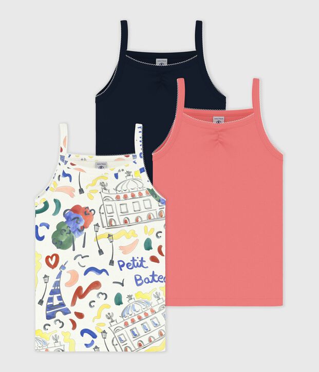 Set di canotte con spalline in cotone con stampa Op&eacute;ra bambina multicolore