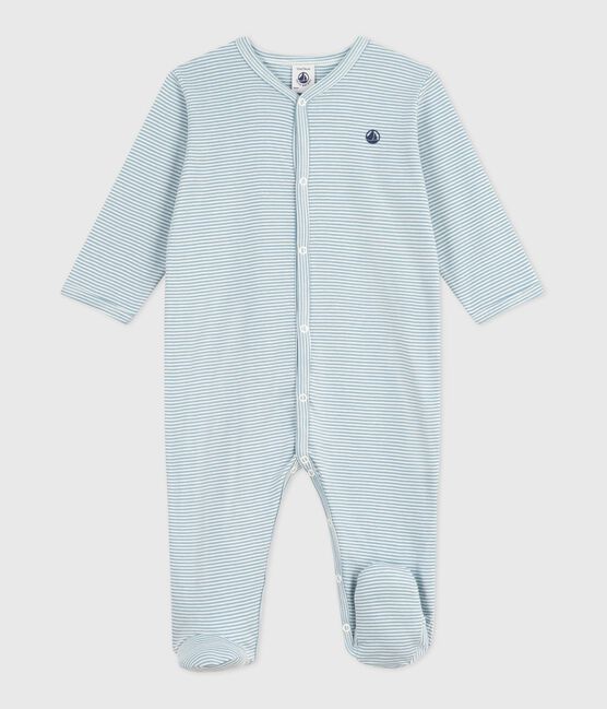Pigiama in cotone millerighe neonato ADRIATIC/ MARSHMALLOW