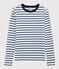 T-shirt girocollo iconica in cotone Donna bianco MARSHMALLOW/blu SURF
