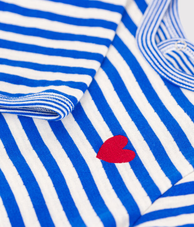 Pigiama in tubique a righe con apertura sulla schiena neonato blu/ecru