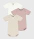 Set 3 body a maniche corte in cotone tinta unita neonato