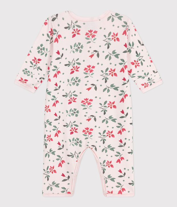 Pigiama senza piedini in cotone a fiori neonato rosa/multicolore