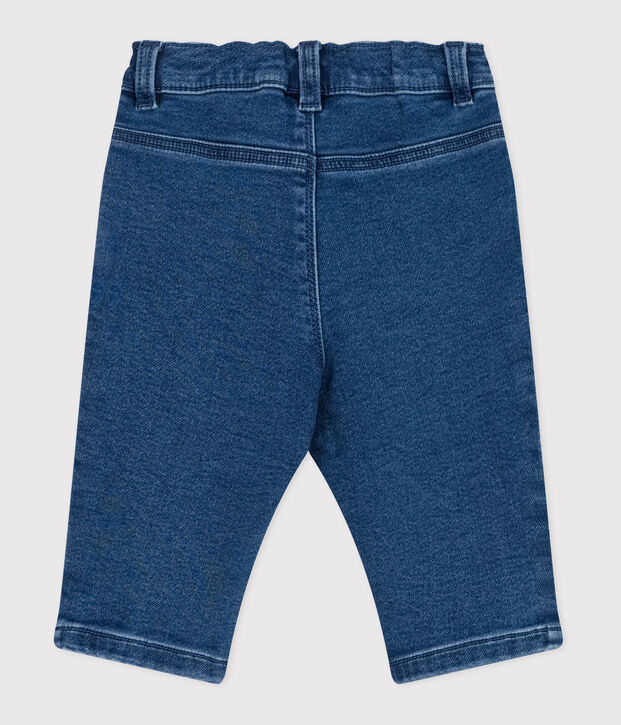 Pantaloni in denim ed elastan neonato blu