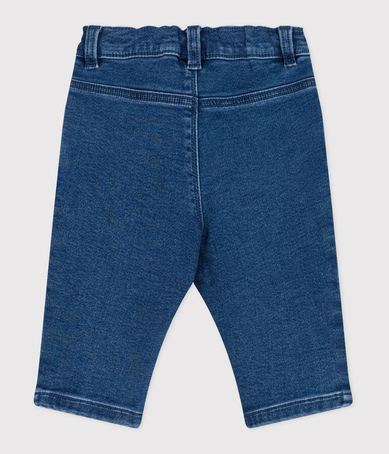 Pantaloni in denim ed elastan neonato blu
