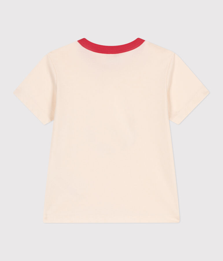 T-shirt a maniche corte in cotone con stampa bambino ecru