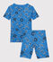 Pigiama corto bandana bambino in cotone biologico blu BRASIER/bianco MULTICO