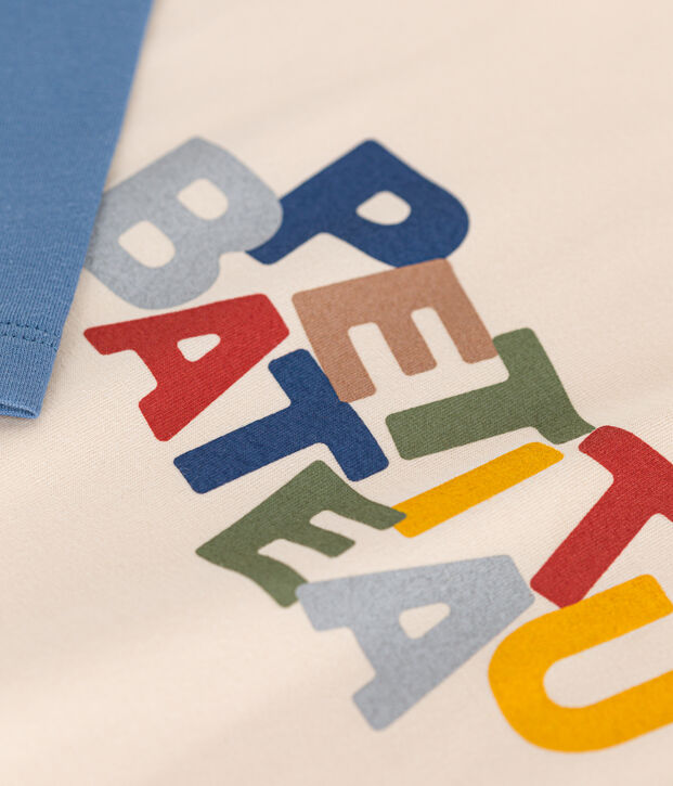 T-shirt a maniche lunghe in jersey sottile bambino ecru/multicolore