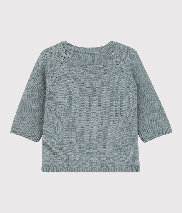 Cardigan orso beb&egrave; in maglia di lana e cotone grigio