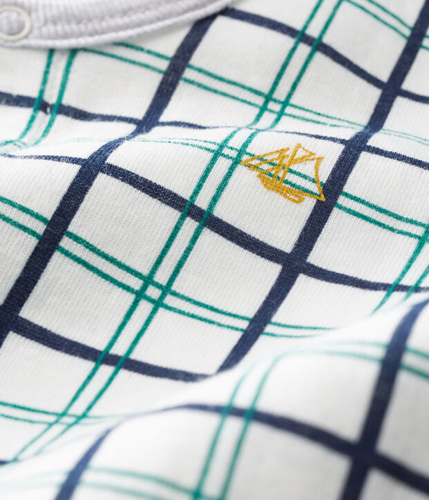 Tutina beb&eacute; maschio in tubique bianco/multicolore