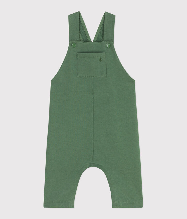 Salopette lunga in cotone tinta unita neonato verde PALMERAIE