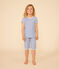 Pigiama Capri bambino fantasia fiori in cotone blu MARSHMALLOW/ INCOGNITO